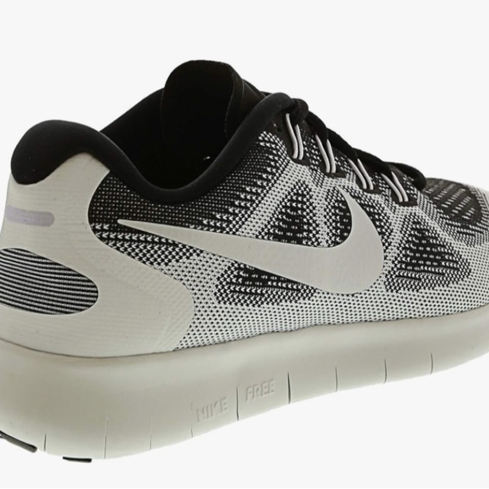 Nike Womens FREE rn Black and White Athletic Sneakers - Picture 5 of 5
